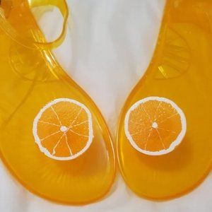 Orange Jelly Sandals - Katy Perry Style